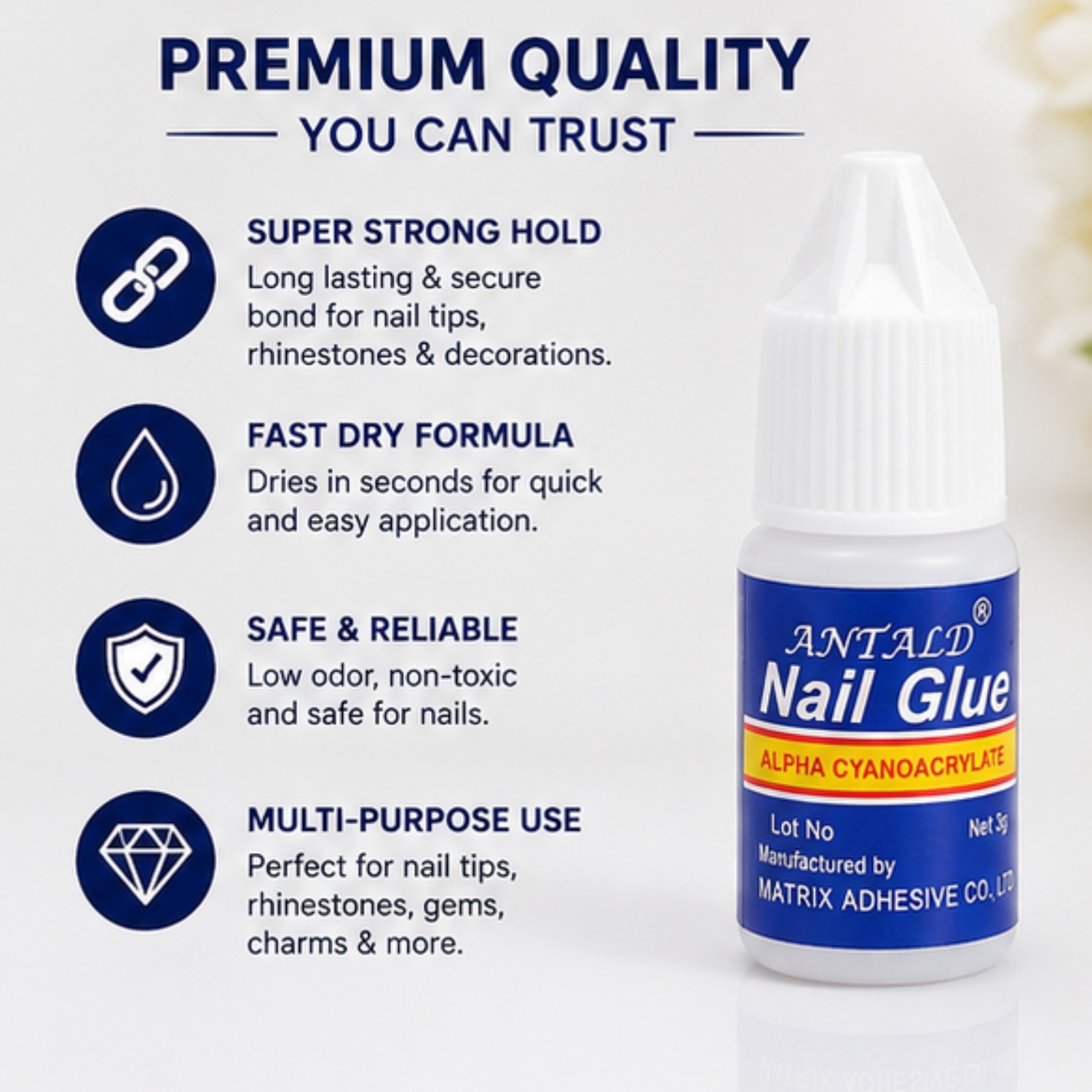 False Nail Glue 5x 3g Bottles Extra Strong Fake False Nail Glue Nail Art