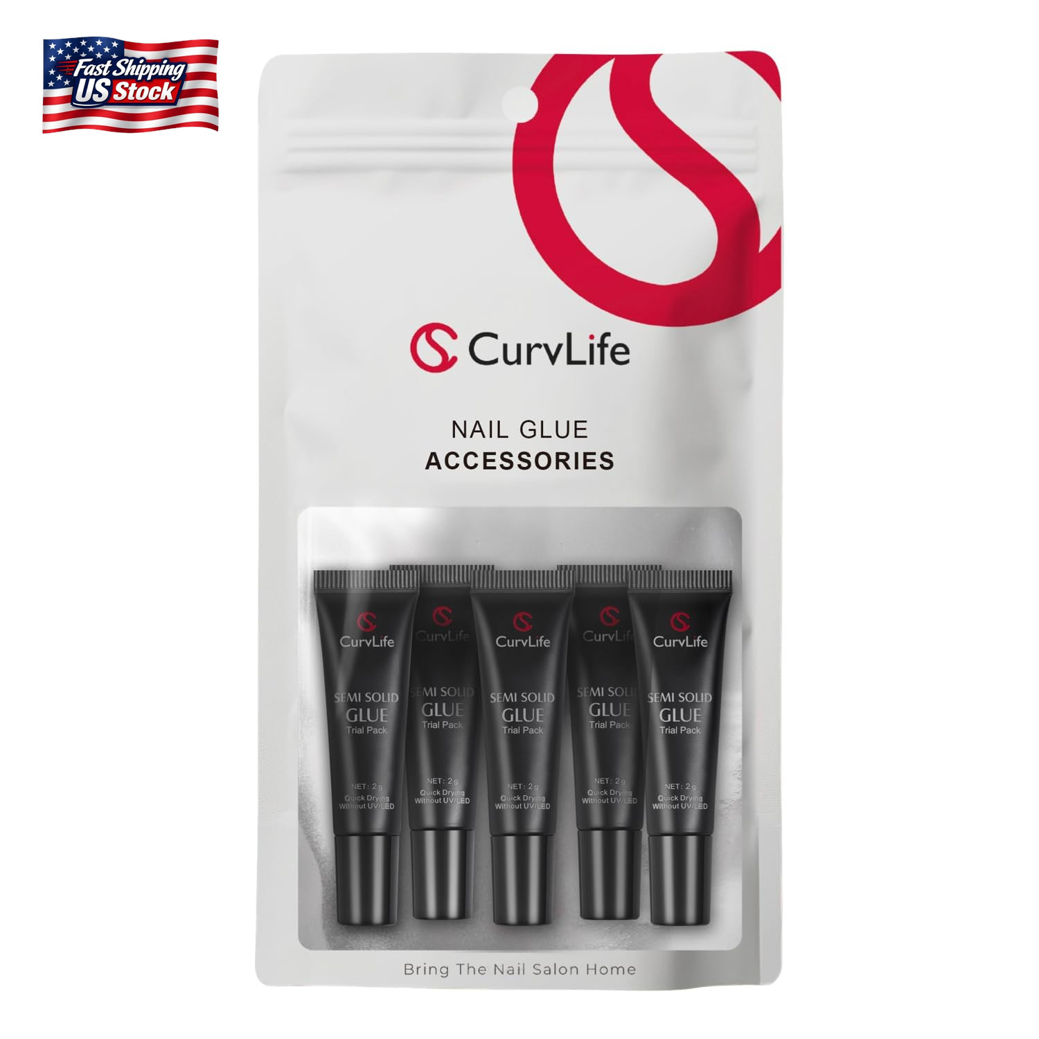 Curvlife Nail Tips Semi Solid Nail Glue 2G (5Pcs) – Super Strong, Soft Glue Gel