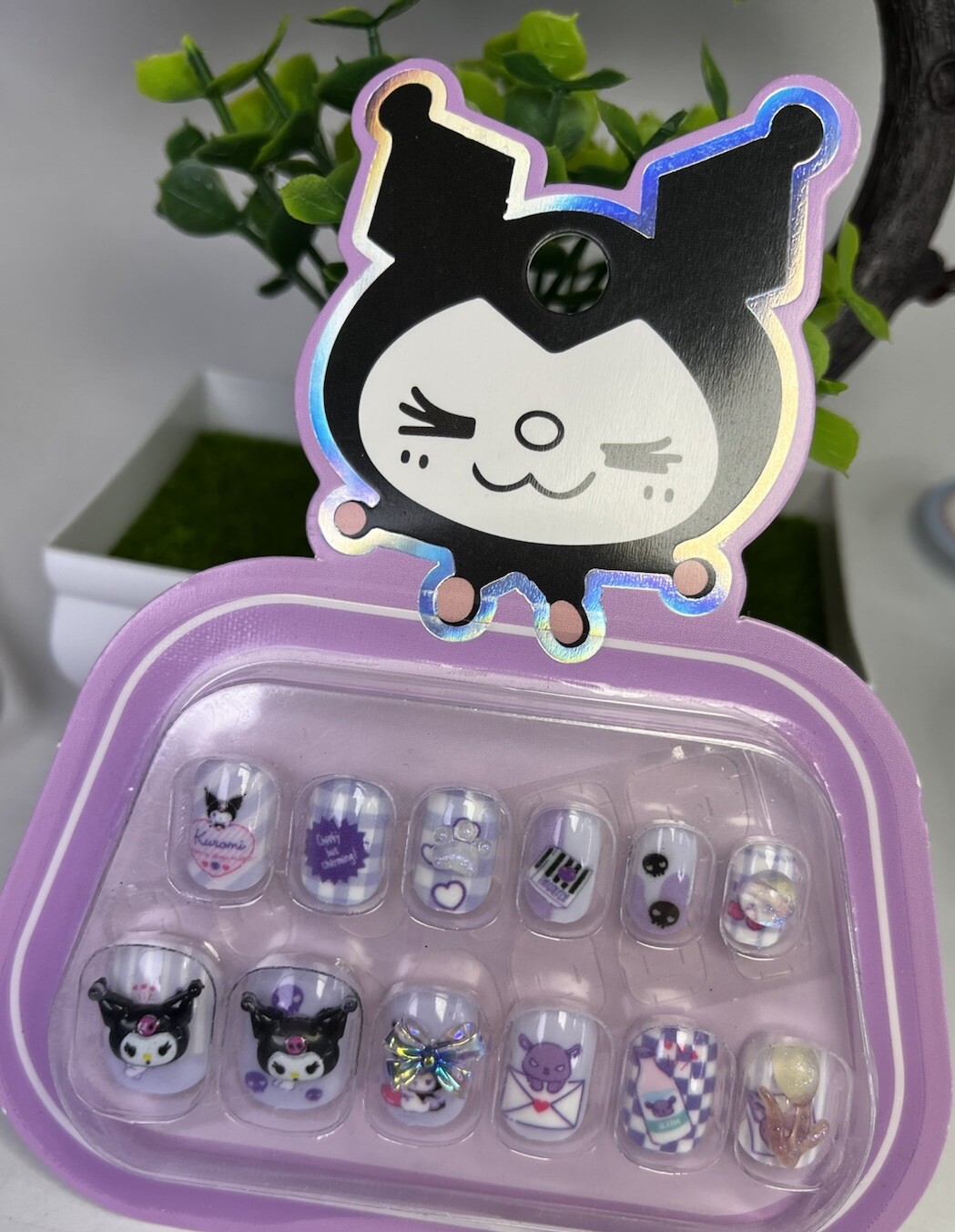 3PC Cute Kuromi Cartoon Press On Nails