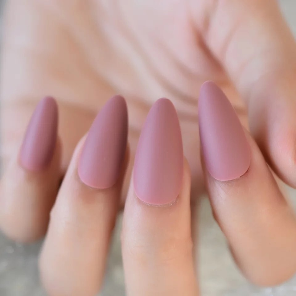 24 Dusty Pink Press On Nails Kit Mauve Blush Matte Almond Medium Long