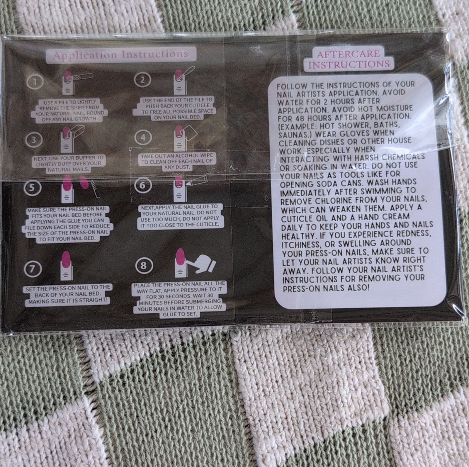 Handmade Press-On Nails Long Coffin Purple Black Sized Extra Small