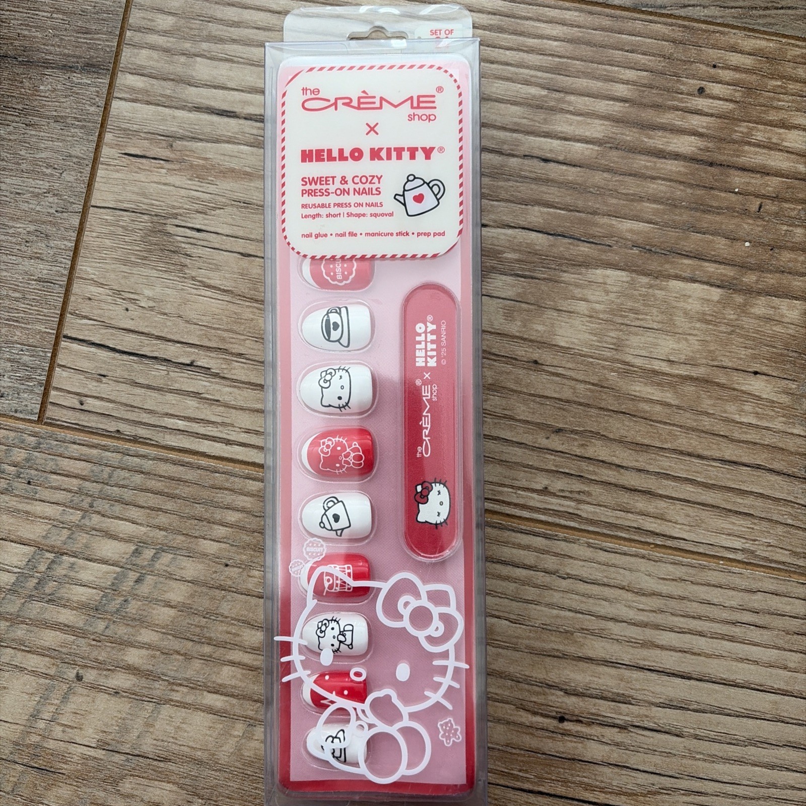 The Crème Shop Press On Nails Hello Kitty 24 Nails Sweet And Cozy Brand New