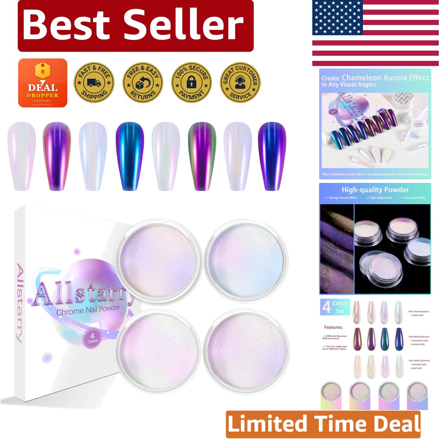 Color-Shift Mica Powder Collection: Create Iridescent Nail Art & Resin Designs