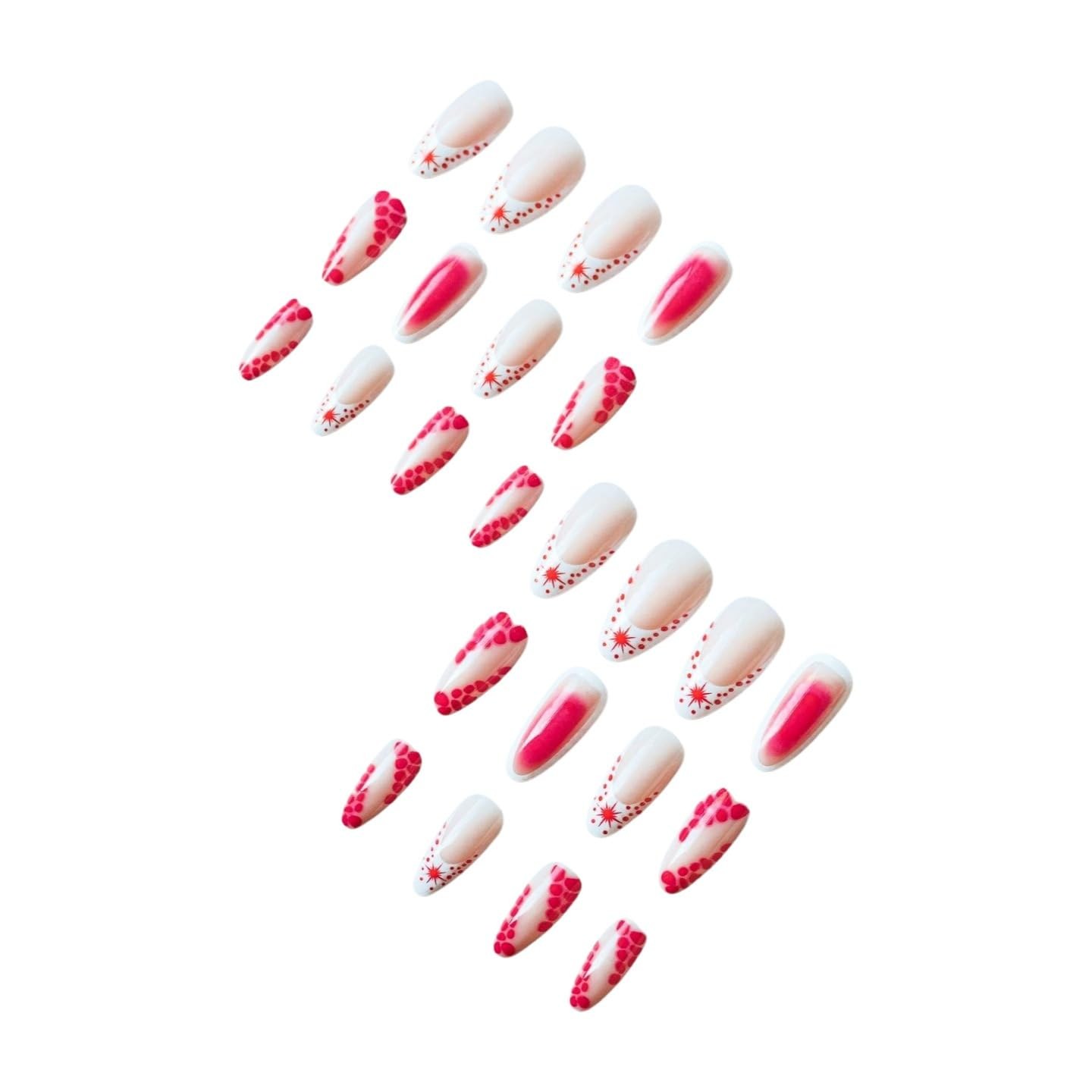French Tip Press on Nails Long Almond Fake Nails Glossy Glue Pink White Acryl…