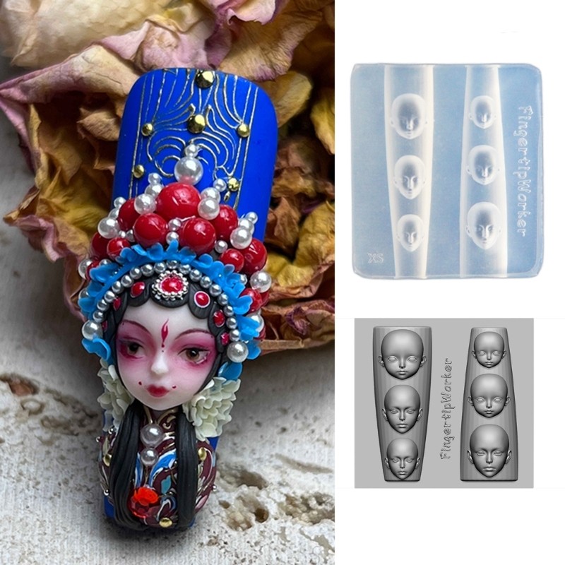 Flexible Nail Stamping Mold Doll Face Manicure Mould for Nail Art Enthusiasts