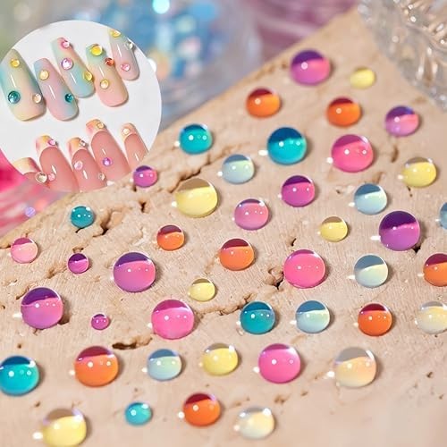 1440PCS 3D Aurora Bubble Beads Nail Charms Mixed Size Bubble Beads Nail Rhinesto