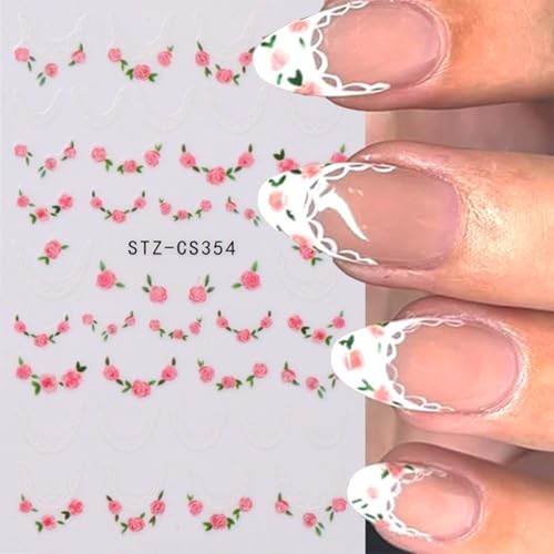 8 Sheets Spring Nail Stickers 3D Self-Adhesive Flower green nail stickers-11
