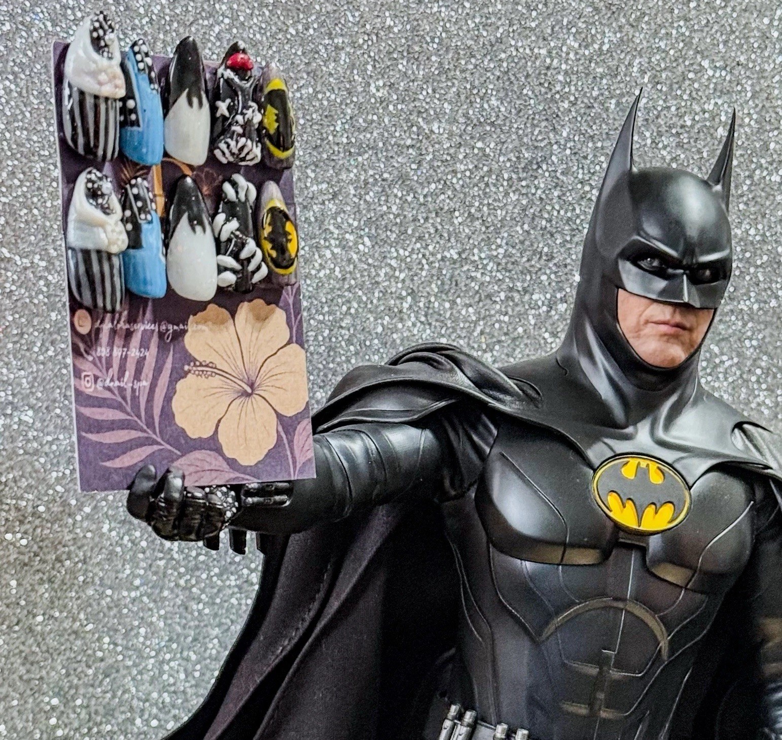 Handmade Custom Batman Returns Press On Nail Art | Catwoman Dark Knight Winter