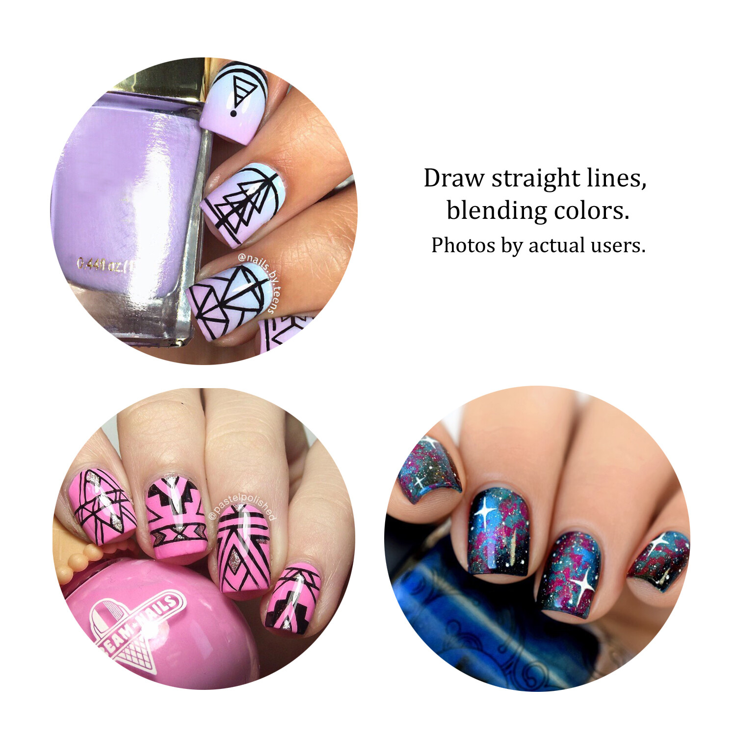 Winstonia Nail Art Brush Fine Thin Precise Line Detailer Brush Set BERRY WINE
