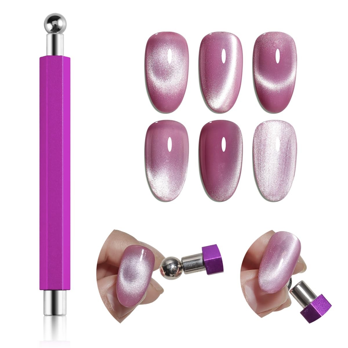 Cat Eye Magnet for Nails, Double-Head Cat Eye Nail Polish Magnet Pen with Cyl…