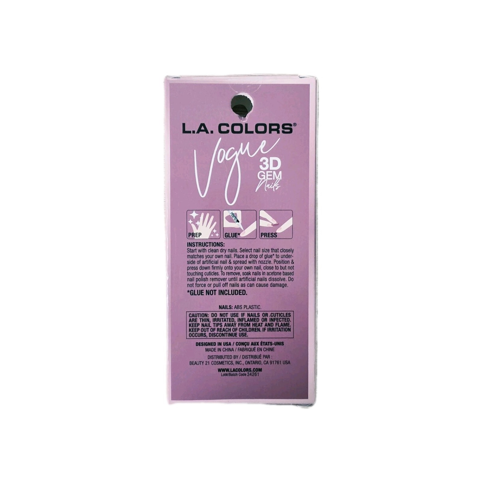 L.A. Colors Vogue 3D Gem Modern Artificial Press On Nails Ultra Thin Lot Of 8