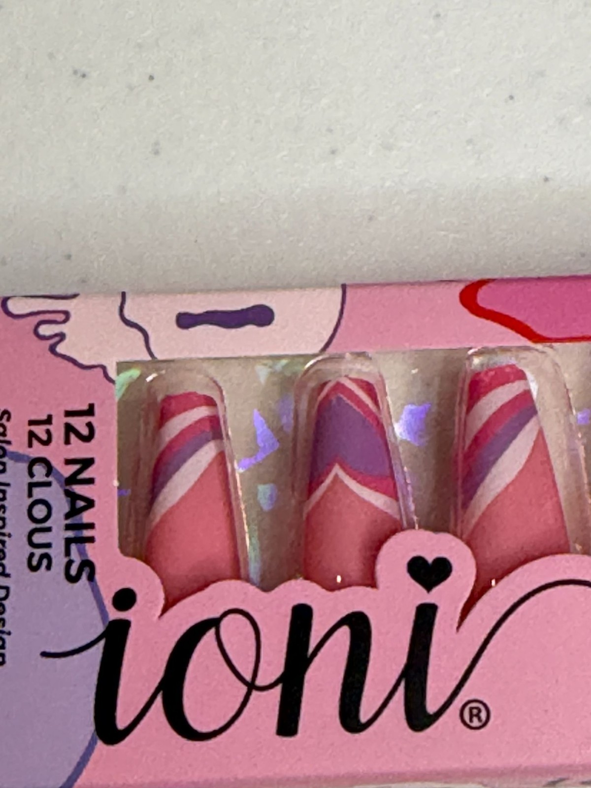 Ioni Nail Tips Melted Candies 2 Pack Press On Nails Ballerina Long New