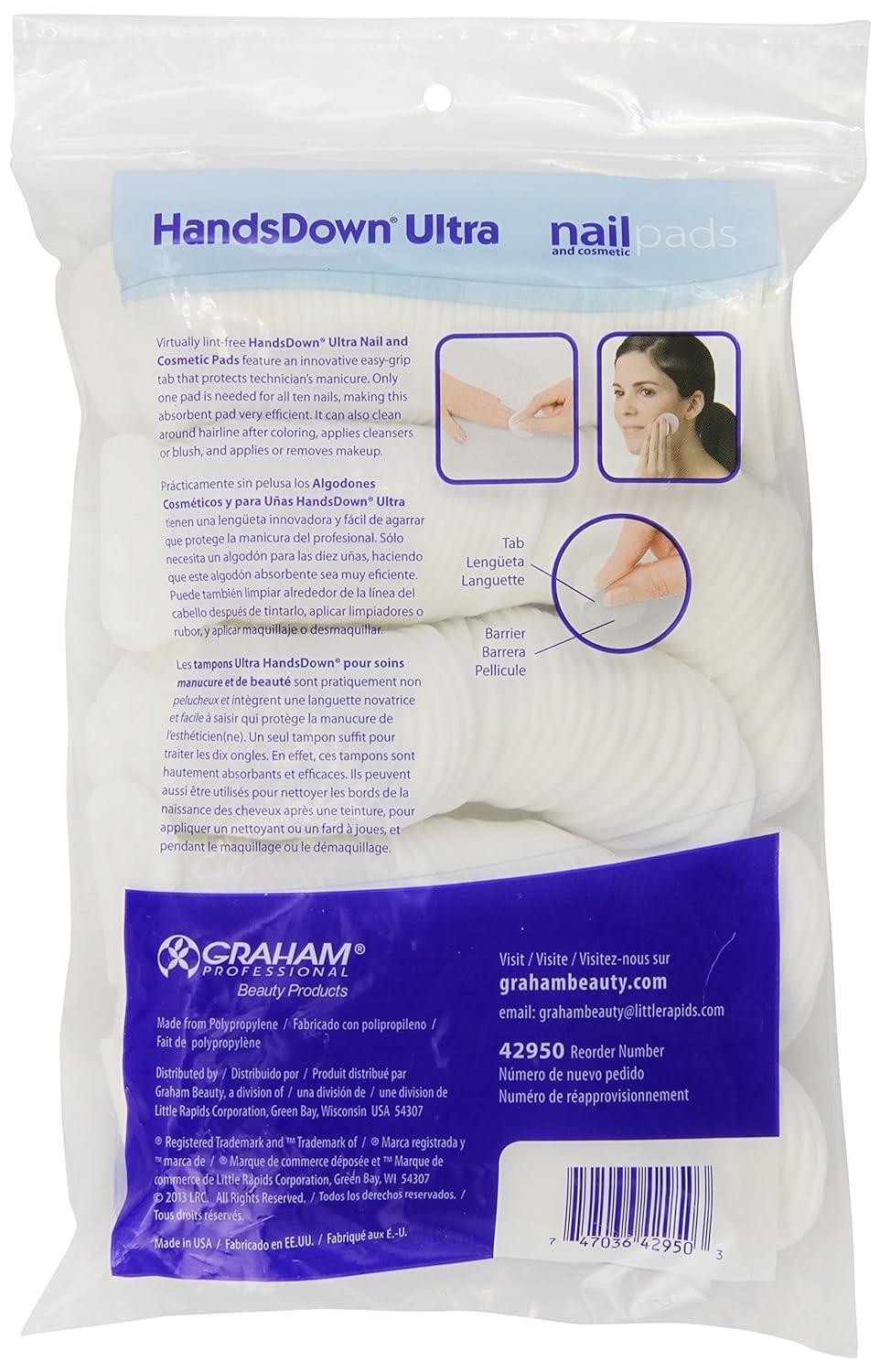 Graham Hands Down Ultra Nail and Cosmetic Pads, White, 240 Count. Salon, Beauty