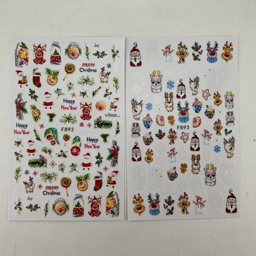 Christmas Nail Art Stickers Decals Adhesive, 10 sheet pack x 5 = 50 sheets Total