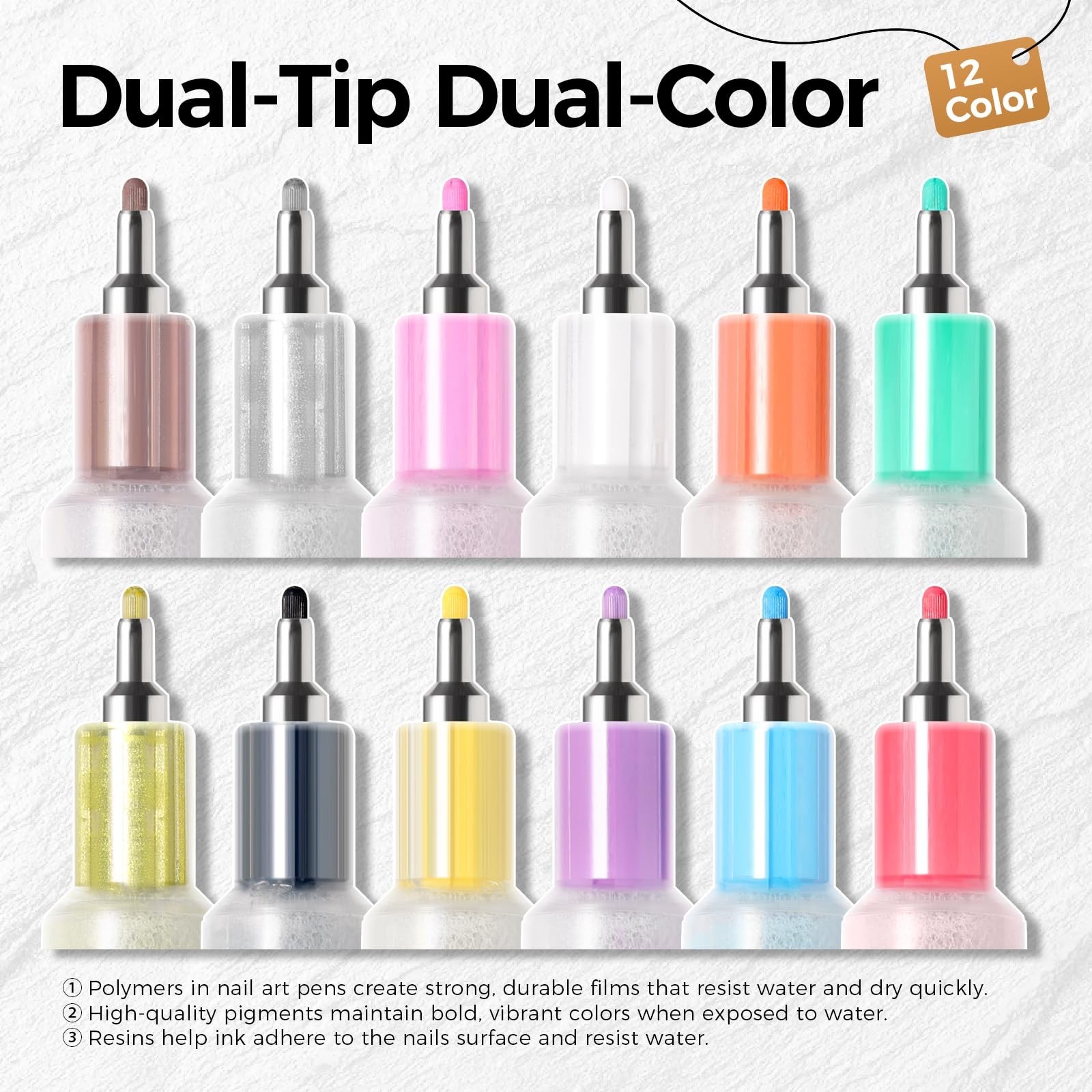 12 Colors Nail Art Pens Set – 0.5mm Fine Tip Markers for 3D DIY Manicure & Paint