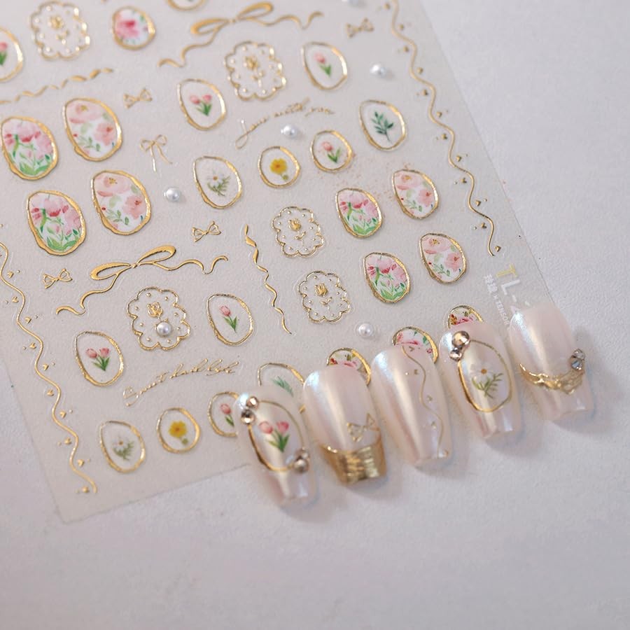 Spring Nail Stickers 5D Embossed Flower Nail Dedals for Designs-stickers11