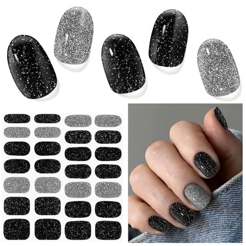 Semi Cured Gel Nail Strips (Dancing Queen), 28 pcs UV Gel Nail Stickers for