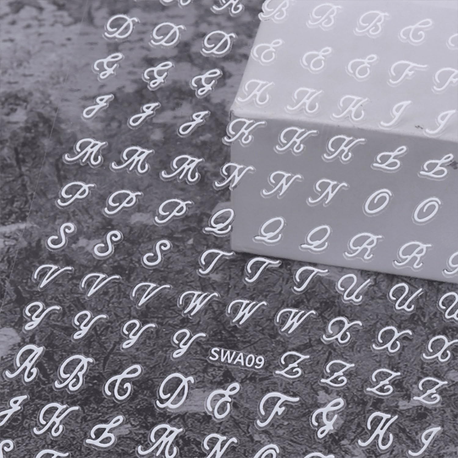 12 Sheets Letters Nail Stickers for Nail Art 3D SelfAdhesive Gold Silvery Eng…
