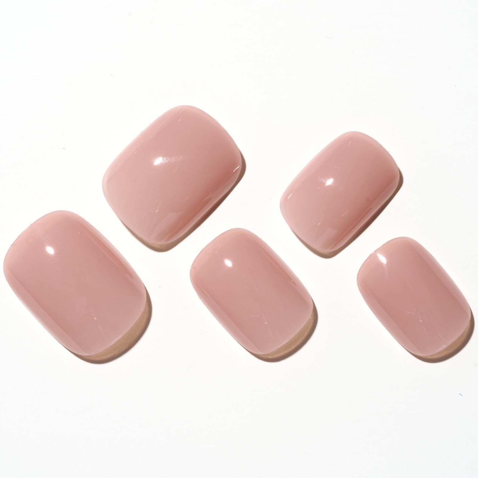 Nude Pink Short Press on Nails, Natural Extra Short Squoval Glue on Nails for…