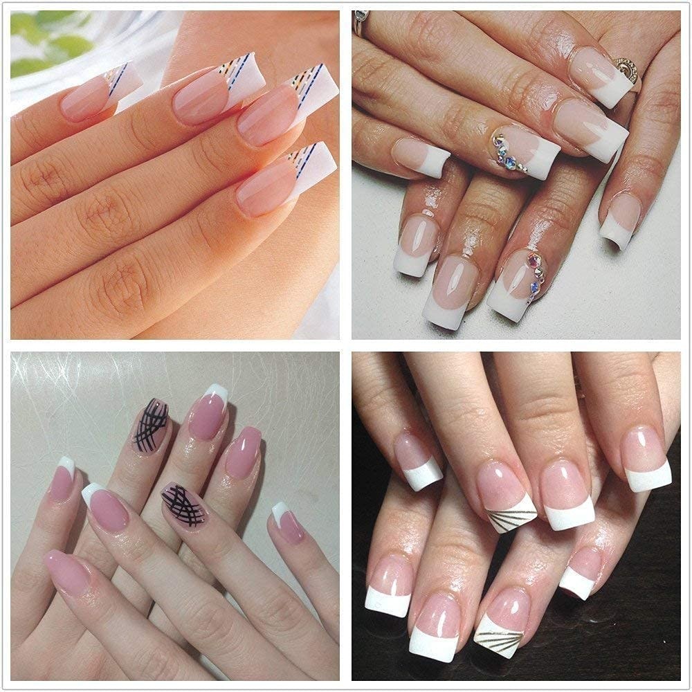 1000pcs Clear and Natural Acrylic Nail Tips,10 Size French Nail Tips For Acry…