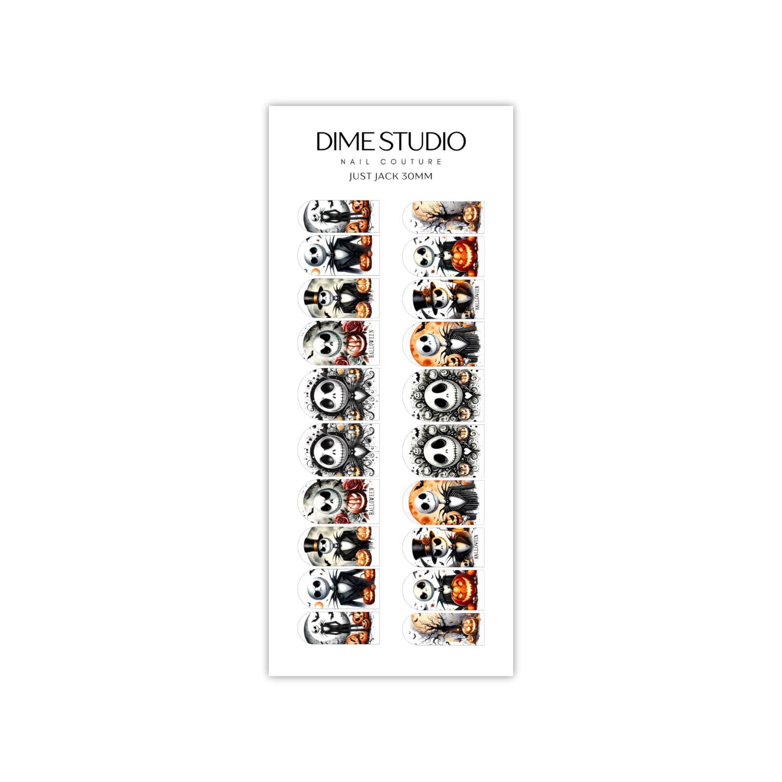 Jack Skellington Halloween Nail Decals Clear Water Transfer Nail Wraps
