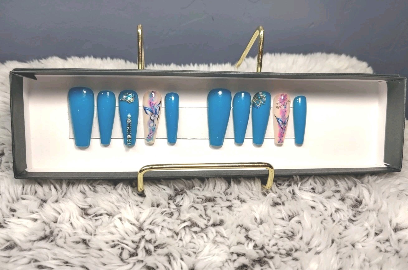 Handmade Nails. Large set(0,4,3,5,7) Coffin Shape
