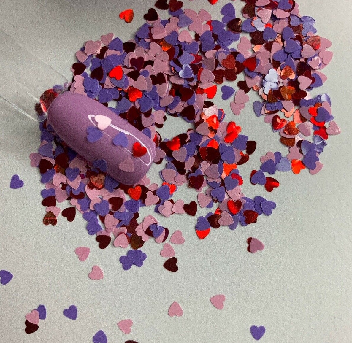 Valentine’s Hearts Pink, Purple, Red Nail Glit | 1 TSP | Gel Nail Art & Acrylic