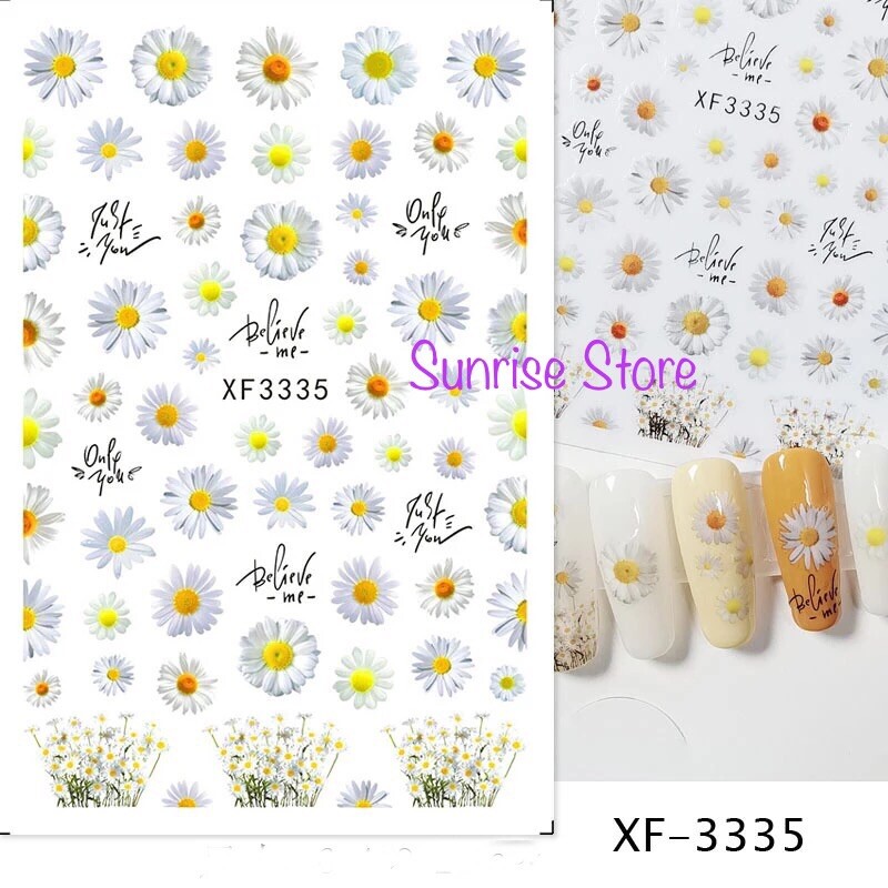 3D Nail Art Sticker Daisy Flower Floral Decals Manicure Peel & Stick DIY