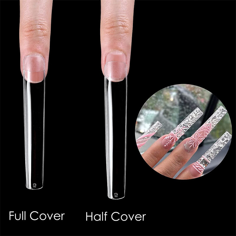 120Pcs/Box 4XL Extra Long Nail Tips Seamless Square Press On Nails