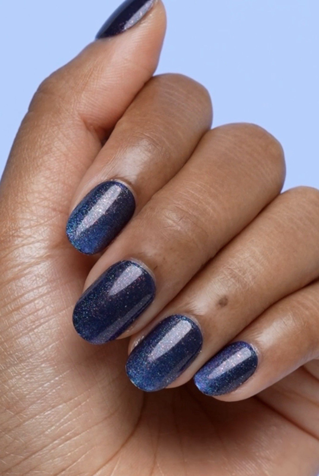 New Kleo Kolor 30 Press-On Gel Nails~Magic Indigo Color Shift~Short Round