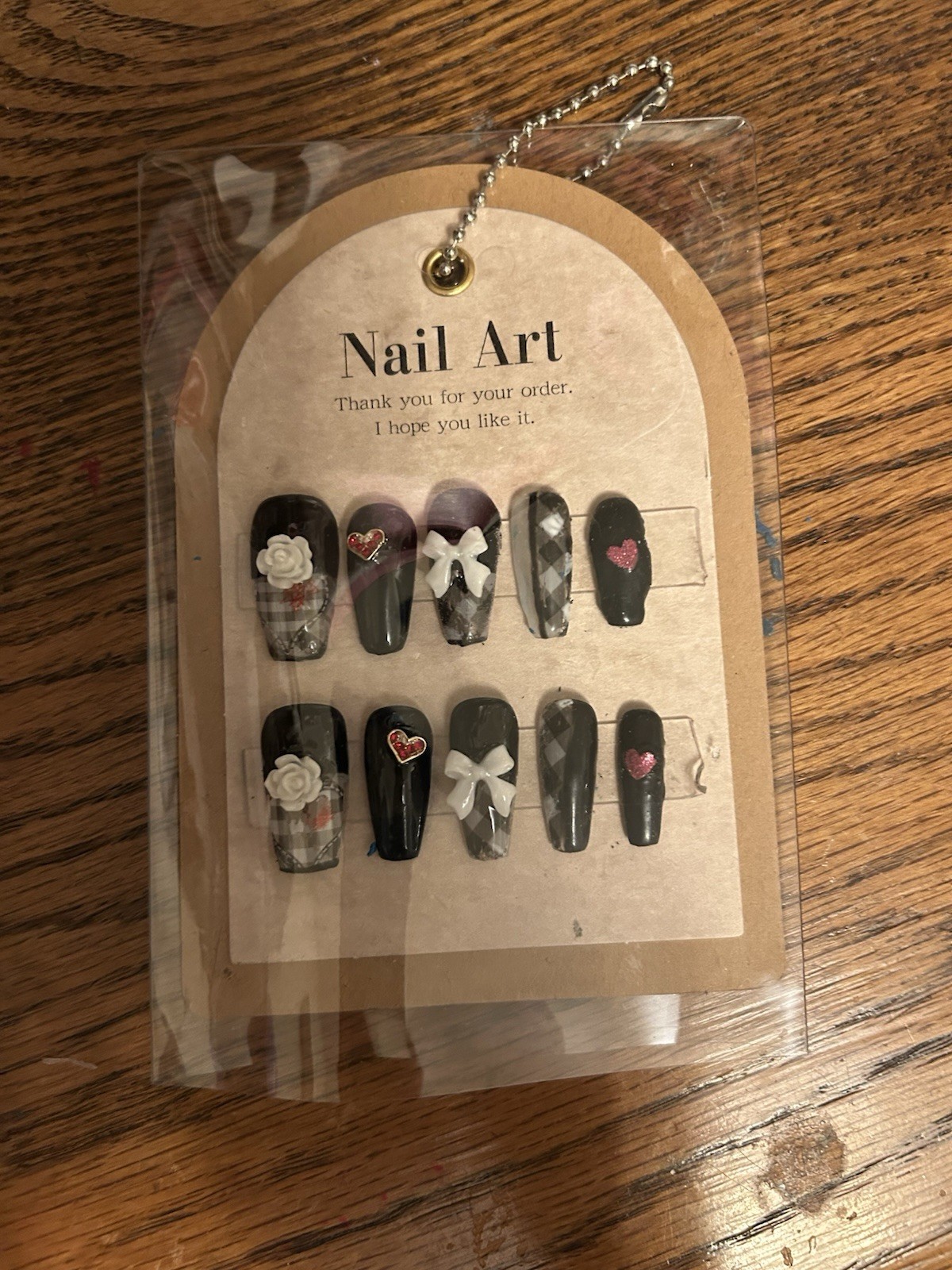 Z NAILZ! Handmade M Coffin Black/White Love/Valentine Day Press On Nails