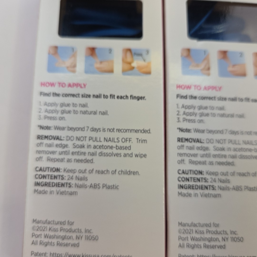 Lot of 2 Kiss Salon Color Nails FANTASTIC DISGUISE Extra Long Blue Full Cover