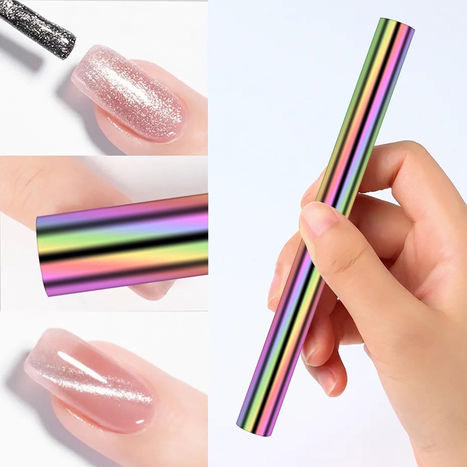 5 Pieces Cat Eye Nail Magnet for Magnetic Gel Polish – Wood Stick Design Tool fo