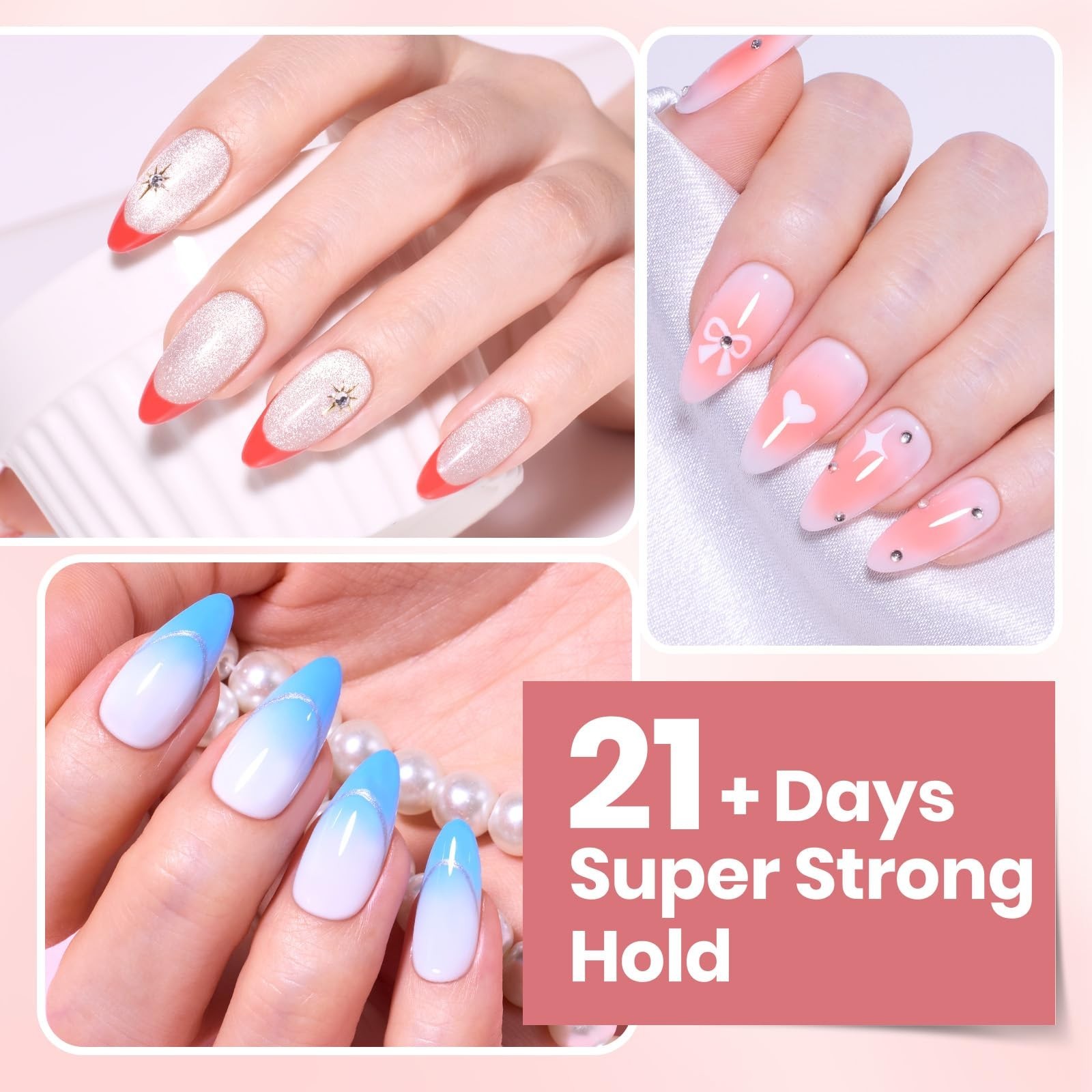 20g Clear Nail Tip Glue Gel – UV LED Adhesive, HEMA-Free, TPO-Free, No Wipe, Eas