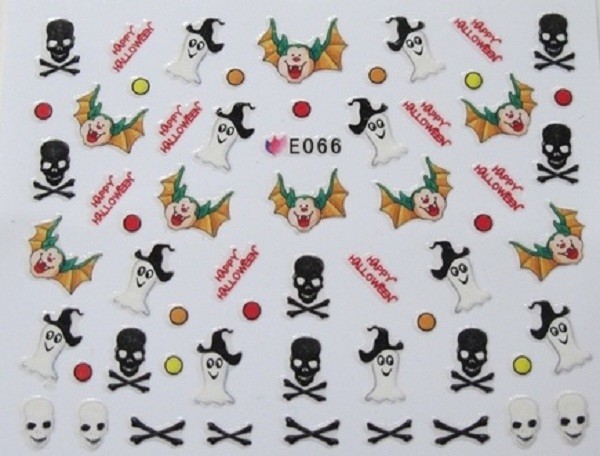 Halloween 3D Nail Art Stickers Pumpkins Ghosts Bats Cats Skulls Cross Bones etc