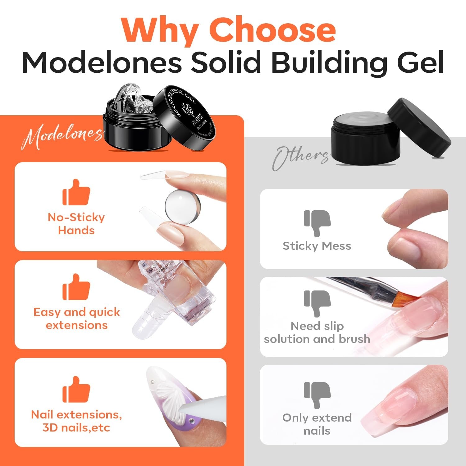 3D Nail Gel Sculpting Set – Non-Sticky Builder Gel & Chrome Powder for Home Use