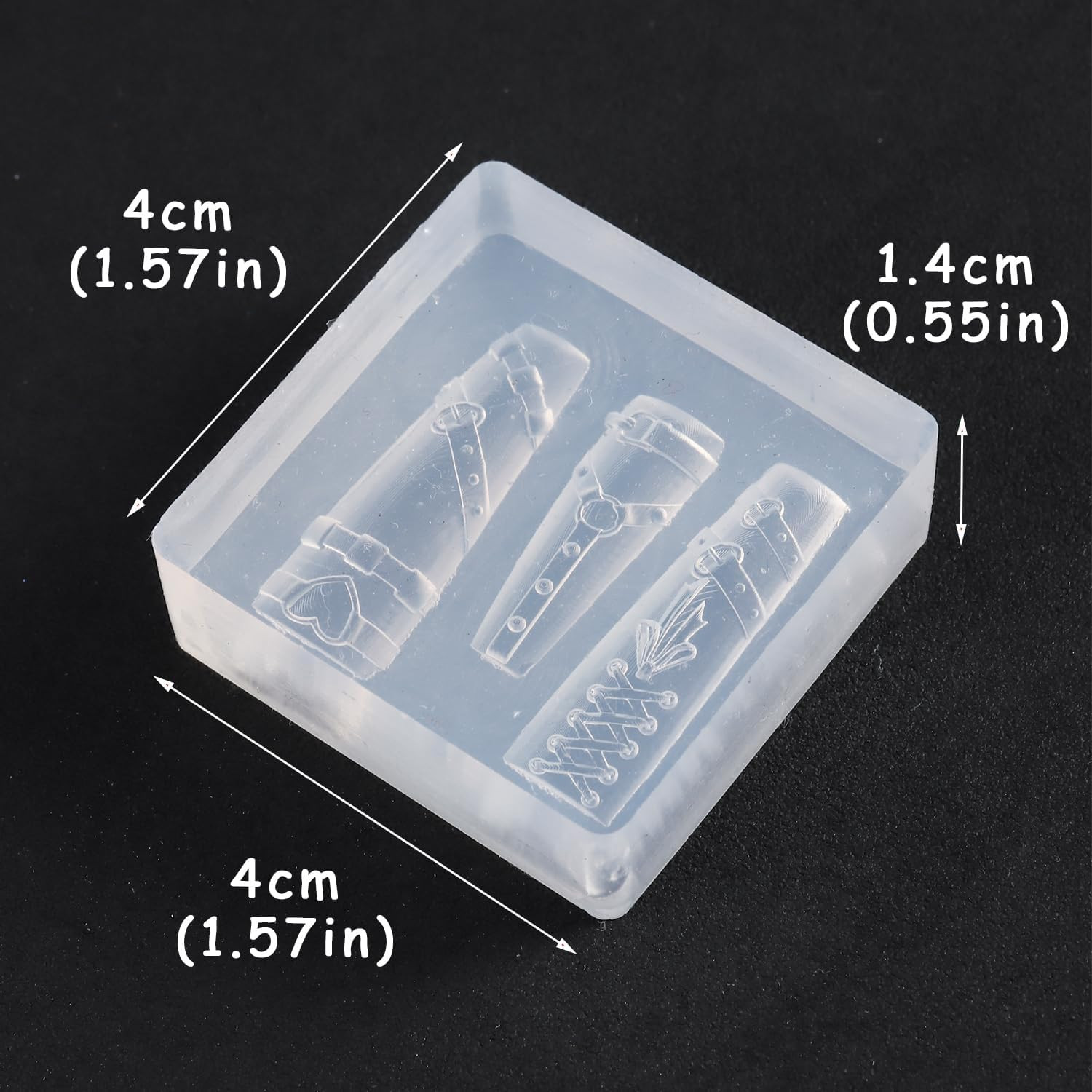 Silicone Nail Art Mold, 3D Punk Belt Nail Charms Resin Molds Heart Bow Nails Des