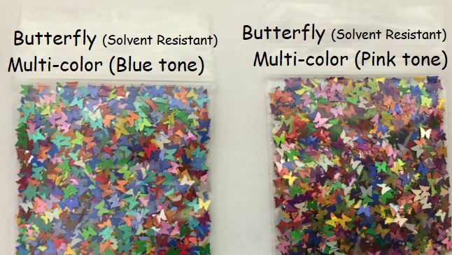 Solvent Resistant BUTTERFLY Glitter (Rainbow A) Nail Art Face Crafts FYI-US-tsp