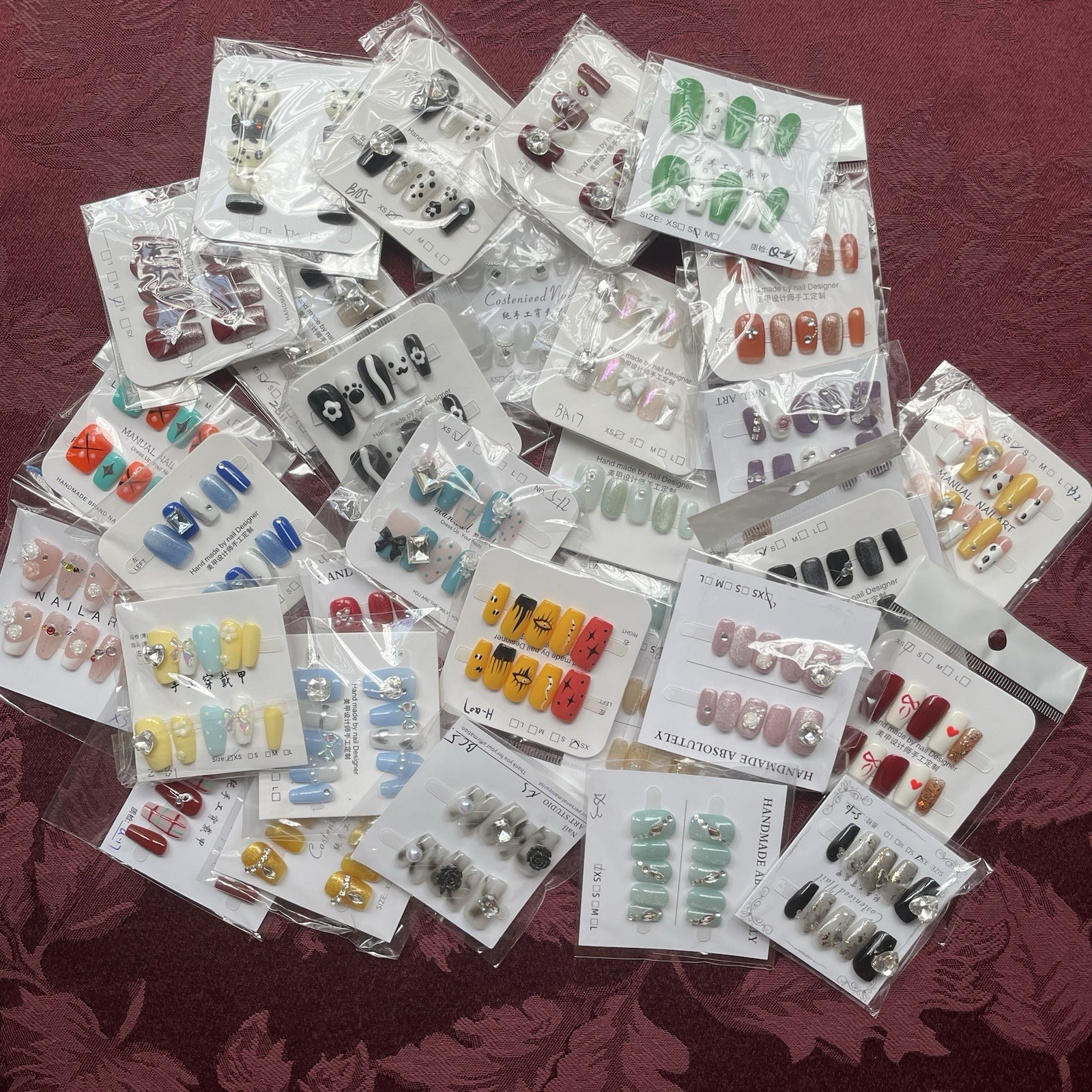 Pre-Designed Multicolor Press-On Nails Lot 32 Unique Designs