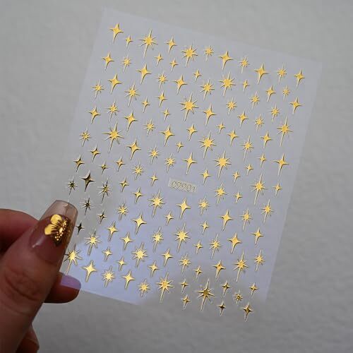 12 Sheets Gold Star Nail Art Stickers 3D Self Adhesive Flower Heart Letter