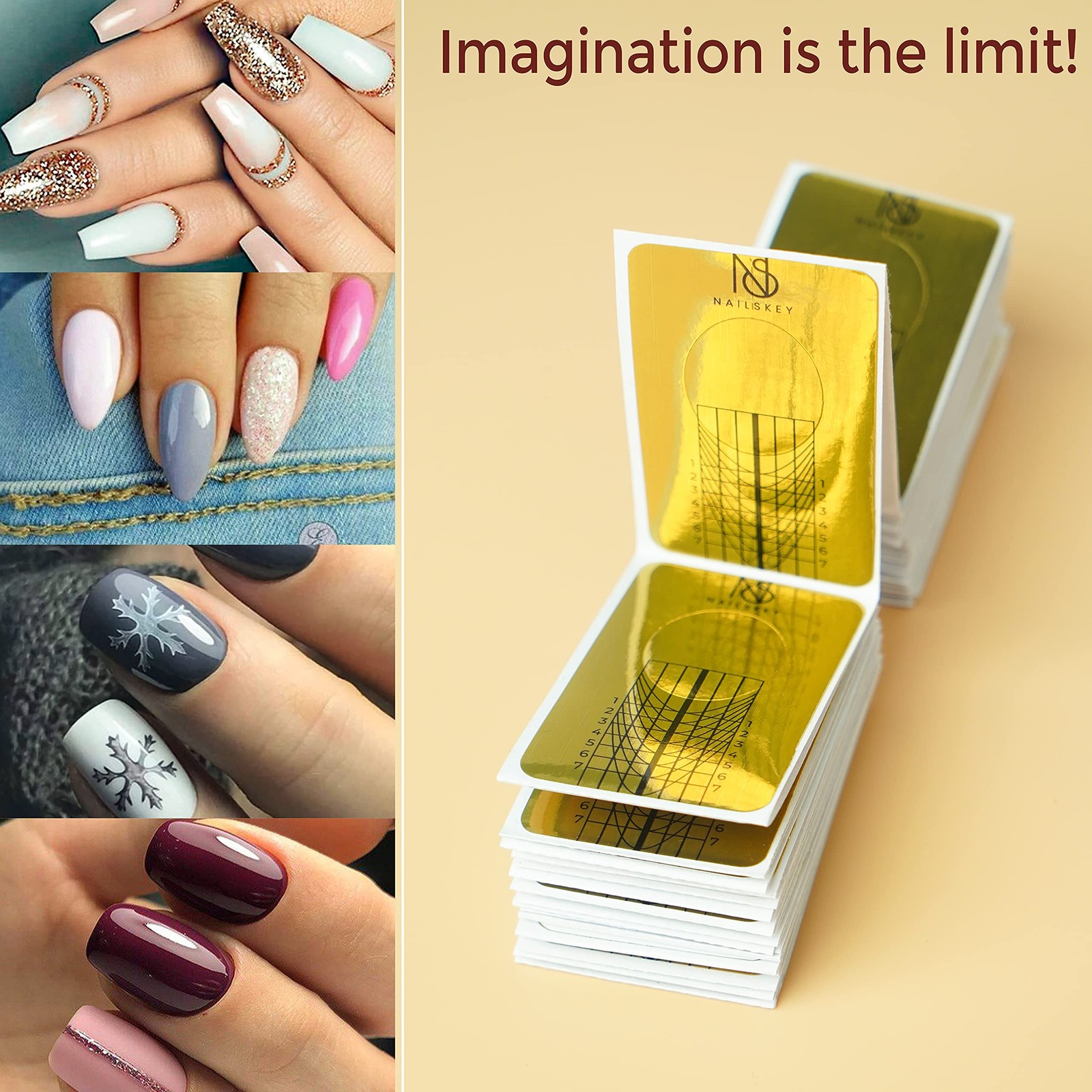 100 Pcs Long Nail Forms Extension Nail Form Guide Stickers for Acrylic
