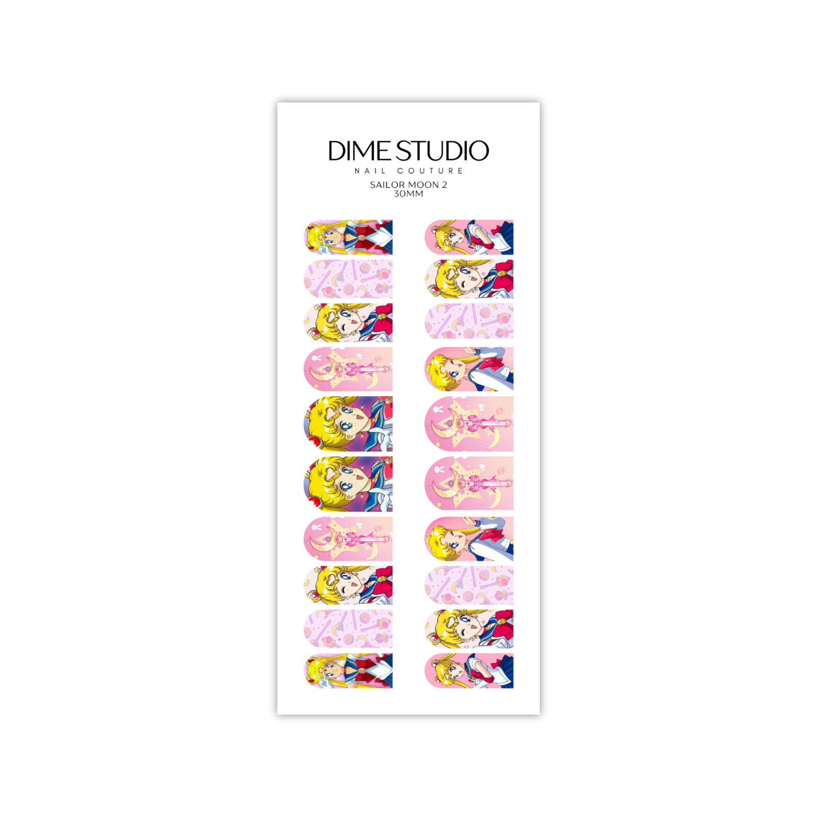 Pink Sailor Moon Anime Nail Decals 2 Water Transfer Nail Wraps