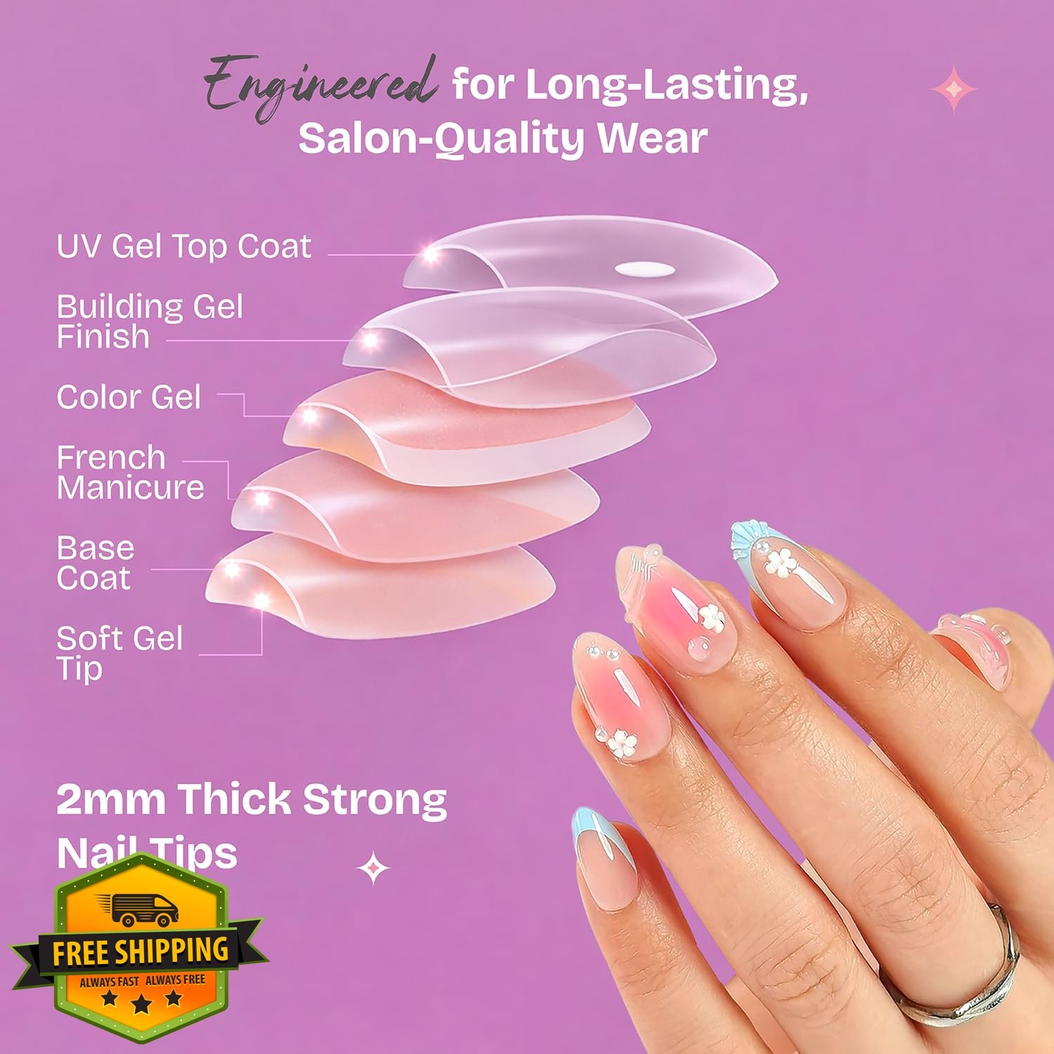 RPNZL Peach Short Square Ombre French Tip Nails 32