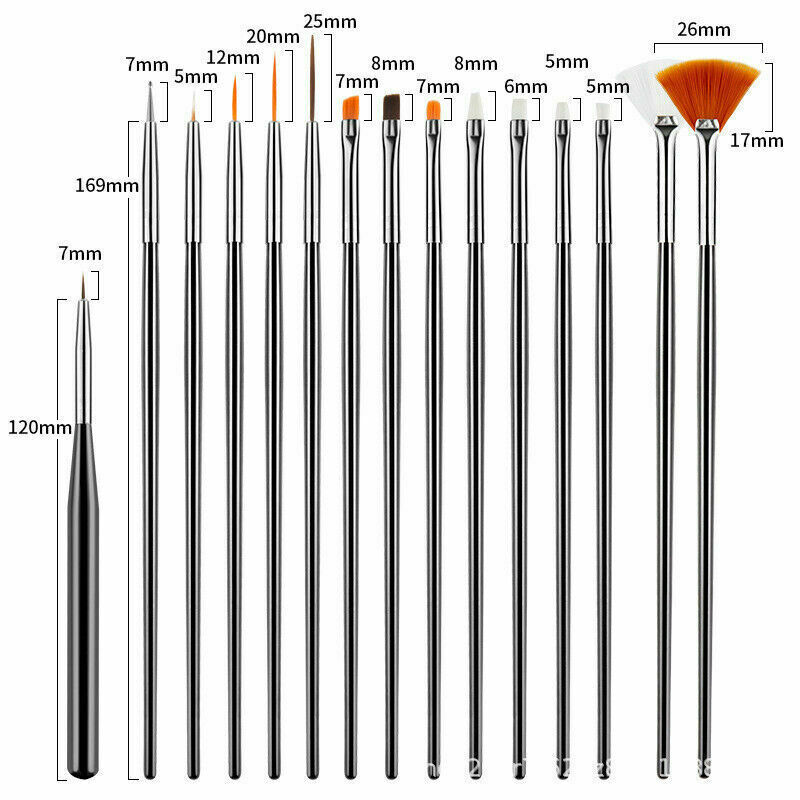 20Pcs Nail Art Design Dotting Painting Drawing Polish Brush Pen Tools UV Gel US