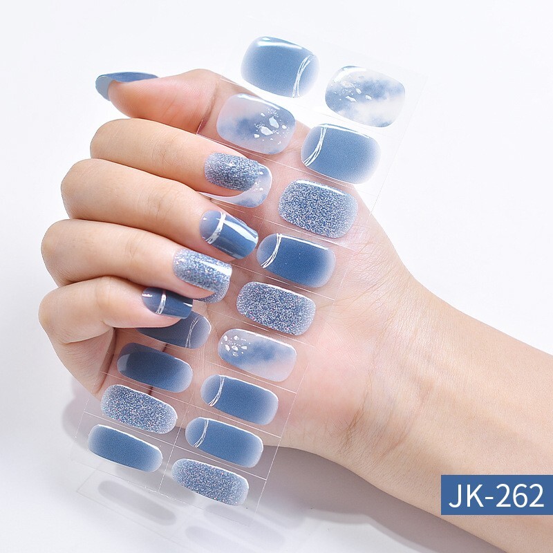 Gel Nail Sticker Semi Cured Gel Nail Strips Lasting Nail Sticker UV Lamp Needed