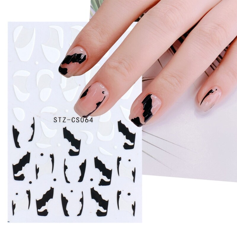 Nail Stickers 3D Shiny Glitter Silver White Green Black Slider Decal French Tips