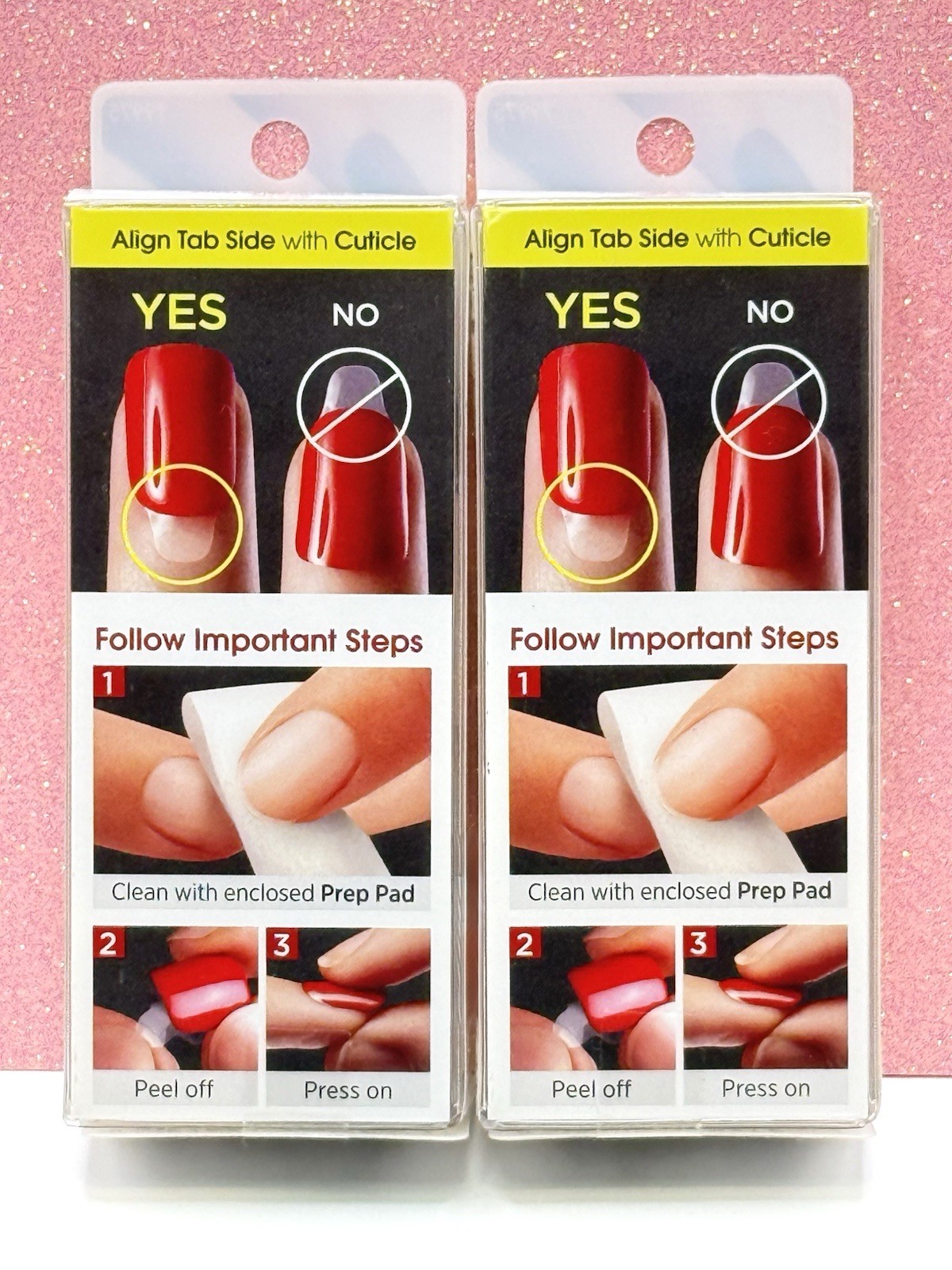 Kiss imPRESS No Glue Press-On Nails Short Dark Red Burgundy Plaid 79975 Lot Of 2