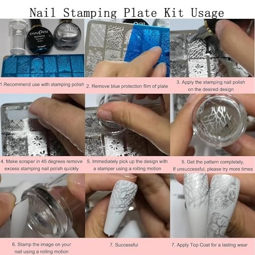 6pcs Nail Stamper Kit French Nail Stamping Plate Heart Geometric Pattern B