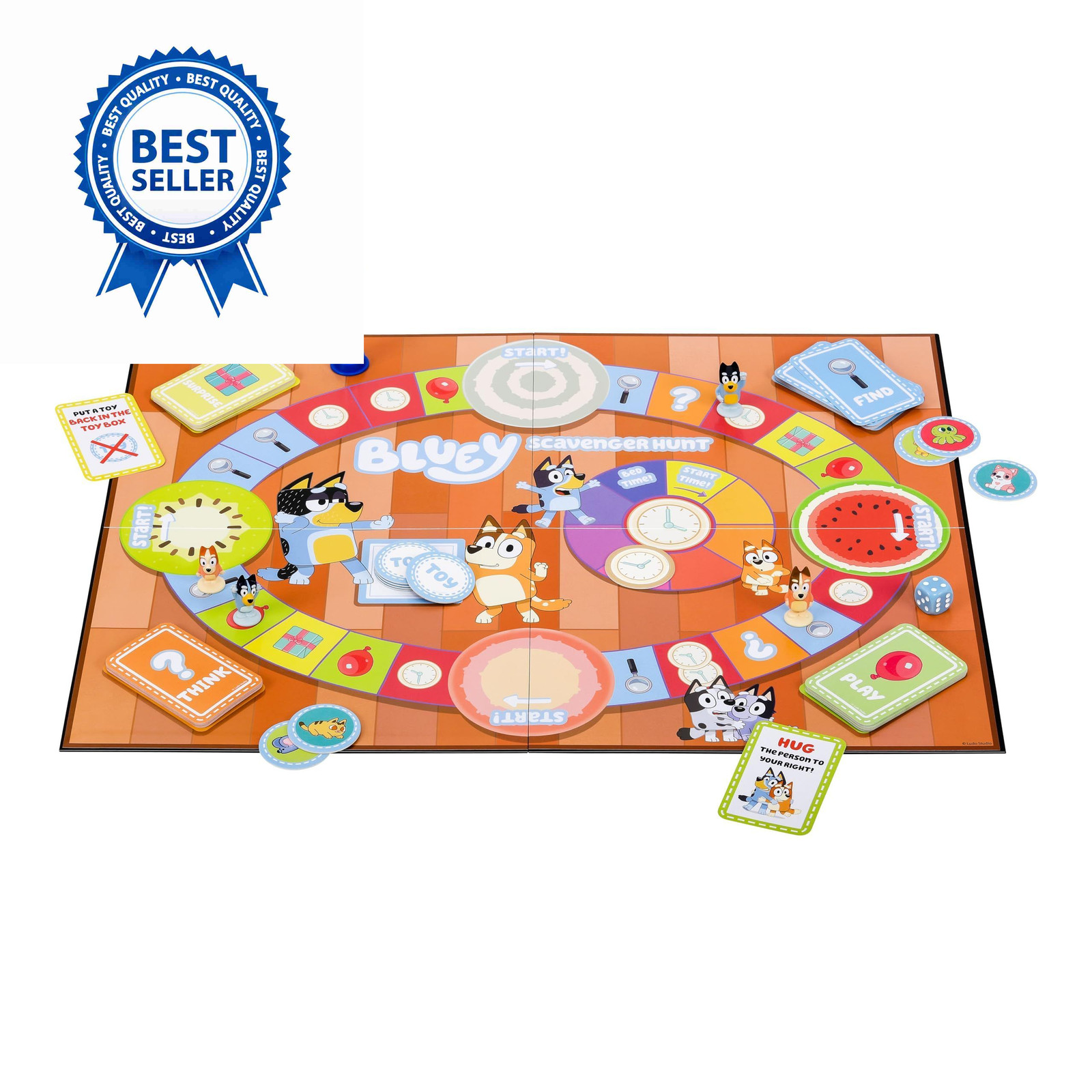 Bluey Scavenger Hunt Board Game, Cooperative Play with 4 Klein, Multicolor