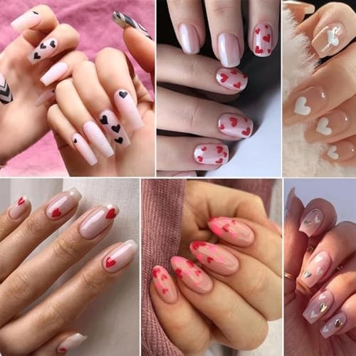 12 Sheets Valentines Nail Art Stickers Colorful Heart Nail 3d Nail Sticker-1